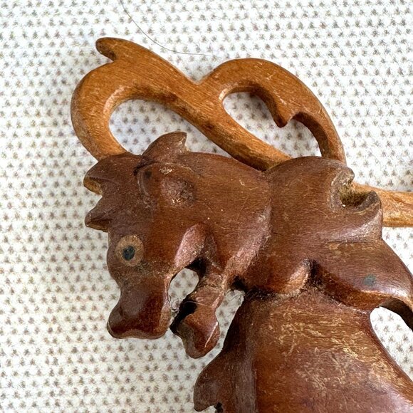Vintage Wooden Dragon Pin - Picture 2 of 7